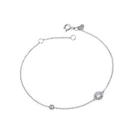 Γυναικείο Βραχιόλι Ροζέτα Λευκόχρυσος K9 με Λευκά Ζιργκόν SKU-85292