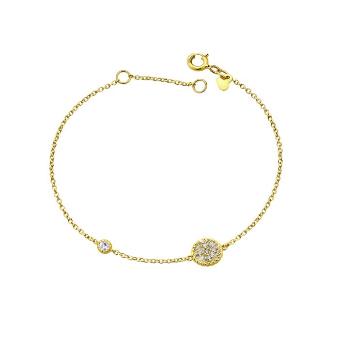 Βραχιόλι Κωνσταντινάτο Διπλής Όψεως Χρυσός Κ9 με Λευκά Ζιργκόν SKU-85293