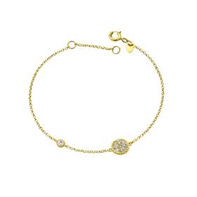 Βραχιόλι Κωνσταντινάτο Διπλής Όψεως Χρυσός Κ9 με Λευκά Ζιργκόν SKU-85293