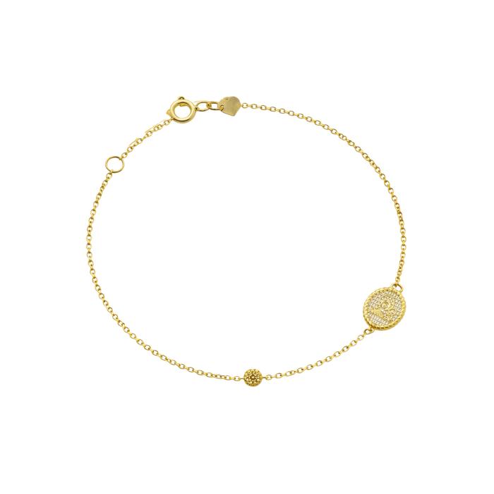 Βραχιόλι Κωνσταντινάτο Διπλής Όψεως με Λευκά Ζιργκόν Χρυσός Κ9 SKU-85294