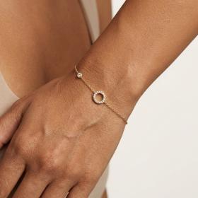 Γυναικείο Βραχιόλι με Λευκά Ζιργκόν σε Κίτρινο Χρυσό K9 SKU-85295