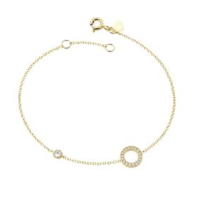 Γυναικείο Βραχιόλι με Λευκά Ζιργκόν σε Κίτρινο Χρυσό K9 SKU-85295