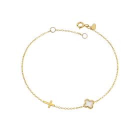 Βραχιόλι Χρυσός K9 με Λευκό Σμάλτο SKU-85298