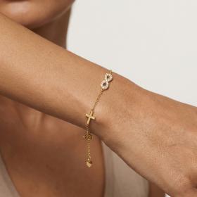 Βραχιόλι Άπειρο & Σταυρός Χρυσός K9 με Λευκά Ζιργκόν SKU-85300