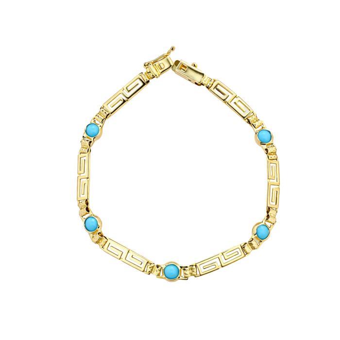 Γυναικείο Βραχιόλι Μαίανδρος με Τιρκουάζ Χρυσός K9 SKU-85851