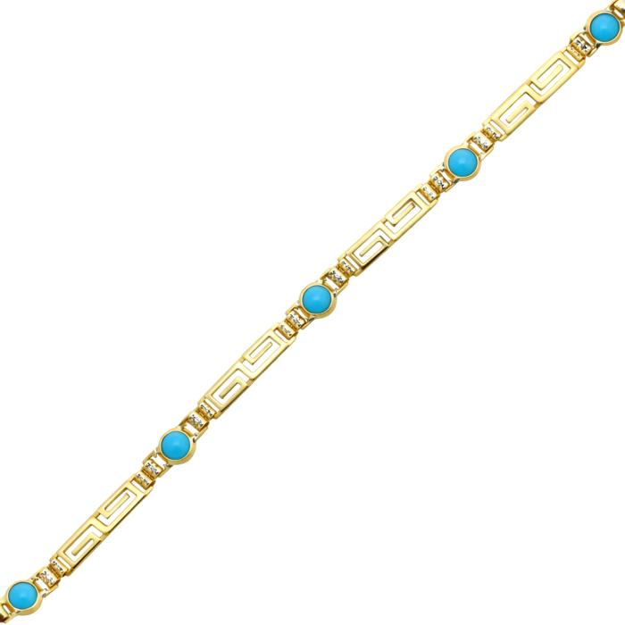 Γυναικείο Βραχιόλι Μαίανδρος με Τιρκουάζ Χρυσός K9 SKU-85851