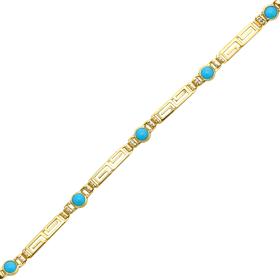 Γυναικείο Βραχιόλι Μαίανδρος με Τιρκουάζ Χρυσός K9 SKU-85851