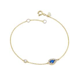 Βραχιόλι Ροζέτα Χρυσός K9 με Λευκά & Μπλε Ζιργκόν SKU-85290
