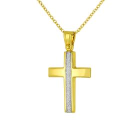 Σταυρός Δίχρωμος από Επίχρυσο Ασήμι & Ασήμι 925° SKU-85714