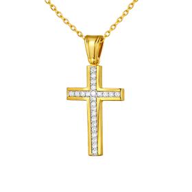 Σταυρός από Επίχρυσο Ασήμι 925° με Λευκά Ζιργκόν SKU-85715