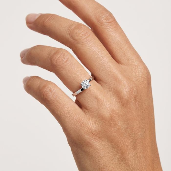 Μονόπετρο Δαχτυλίδι Λευκόχρυσος K9 με Λευκό Ζιργκόν SKU-85385