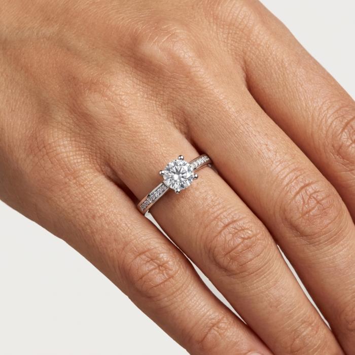 Δαχτυλίδι Λευκόχρυσος K9 με Λευκά Ζιργκόν SKU-85387