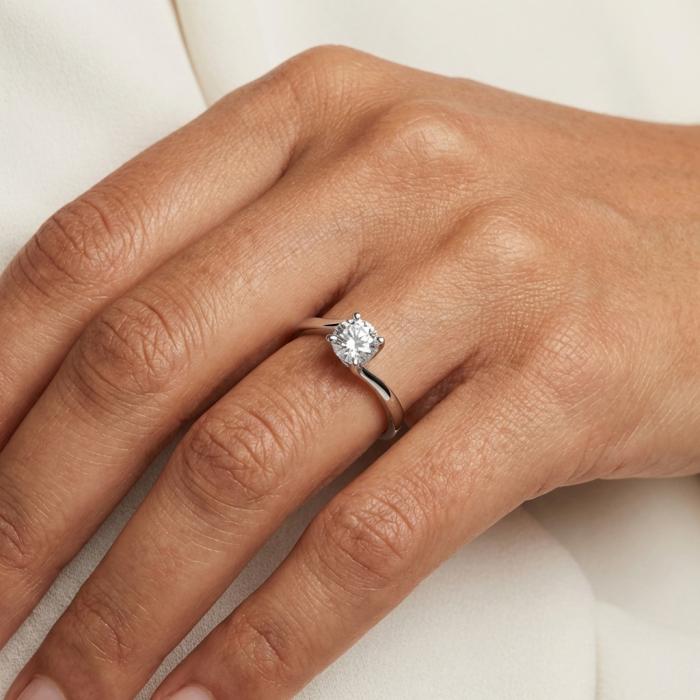 Δαχτυλίδι Μονόπετρο Λευκόχρυσος Κ9 με Λευκό Ζιργκόν SKU-85388