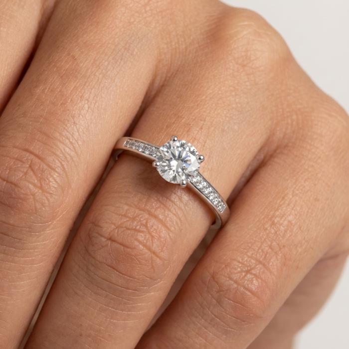 Δαχτυλίδι Λευκόχρυσος K9 με Λευκά Ζιργκόν SKU-85389