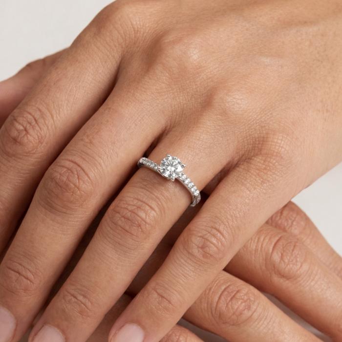 Δαχτυλίδι Λευκόχρυσος K9 με Λευκά Ζιργκόν SKU-85392