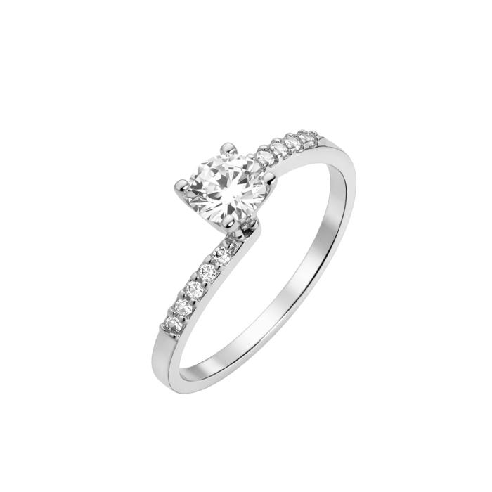 Δαχτυλίδι Λευκόχρυσος K9 με Λευκά Ζιργκόν SKU-85392
