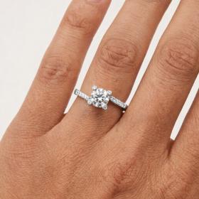 Μονόπετρο Δαχτυλίδι με Λευκά Ζιργκόν σε Λευκόχρυσο K9 SKU-85414