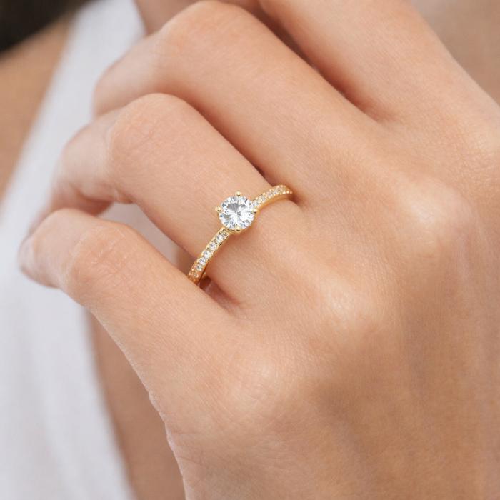 Δαχτυλίδι Χρυσός K9 με Λευκά Ζιργκόν SKU-85391