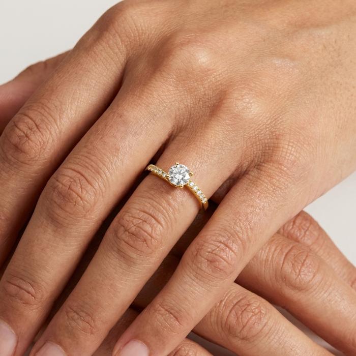 Δαχτυλίδι Χρυσός K9 με Λευκά Ζιργκόν SKU-85393