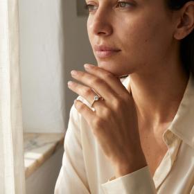 Μονόπετρο Δαχτυλίδι Χρυσός K9 με Λευκά Ζιργκόν SKU-85399