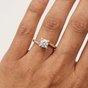 Μονόπετρο Δαχτυλίδι με Λευκά Ζιργκόν σε Κίτρινο Χρυσό K9 SKU-85415