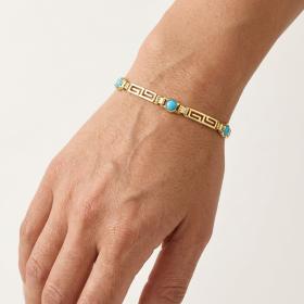 Γυναικείο Βραχιόλι Μαίανδρος με Τιρκουάζ Χρυσός K9 SKU-85851