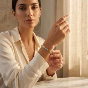 Γυναικείο Βραχιόλι Μαίανδρος με Τιρκουάζ Χρυσός K9 SKU-85851