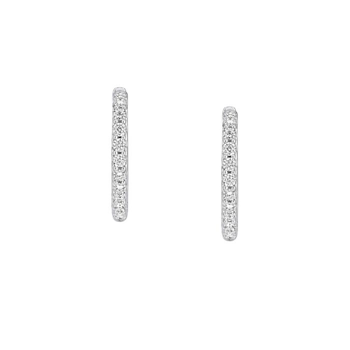 Σκουλαρίκια Κρίκοι με Διαμάντια από Λευκόχρυσο Κ14 SKU-85869