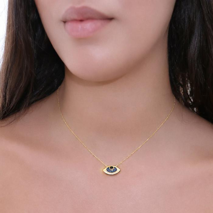 Κολιέ Ματάκι με Σμάλτο Χρυσός K9 SKU-85821