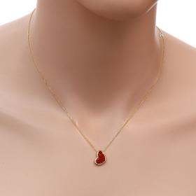 Κολιέ Καρδιά με Κόκκινο Σμάλτο Χρυσός K9 SKU-85828