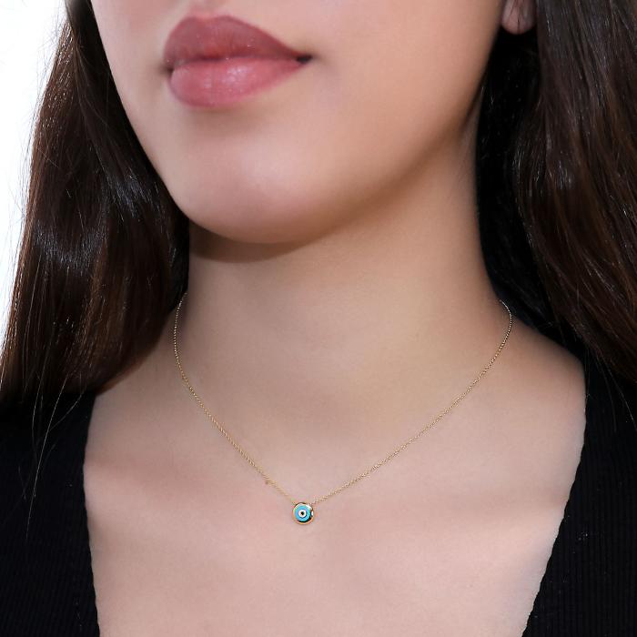 Κολιέ Ματάκι με Σμάλτο Χρυσός K9 SKU-85831
