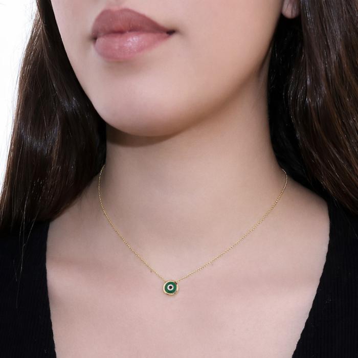 Κολιέ Ματάκι με Σμάλτο Χρυσός K9 SKU-85832