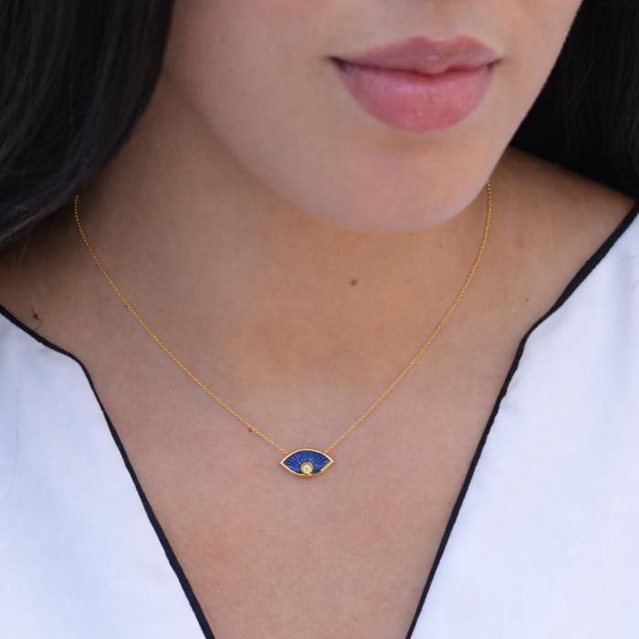 Γυναικείο Κολιέ Ματάκι με Διαμάντι Χρυσός K9 SKU-85833