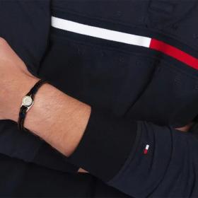 Βραχιόλι TOMMY HILFIGER από Aνοξείδωτο Aτσάλι και Καφέ Δέρμα SKU-85229