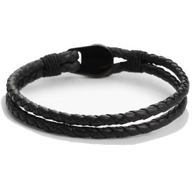 Βραχιόλι TOMMY HILFIGER από Aνοξείδωτο Aτσάλι και Μαύρο Δέρμα SKU-85230