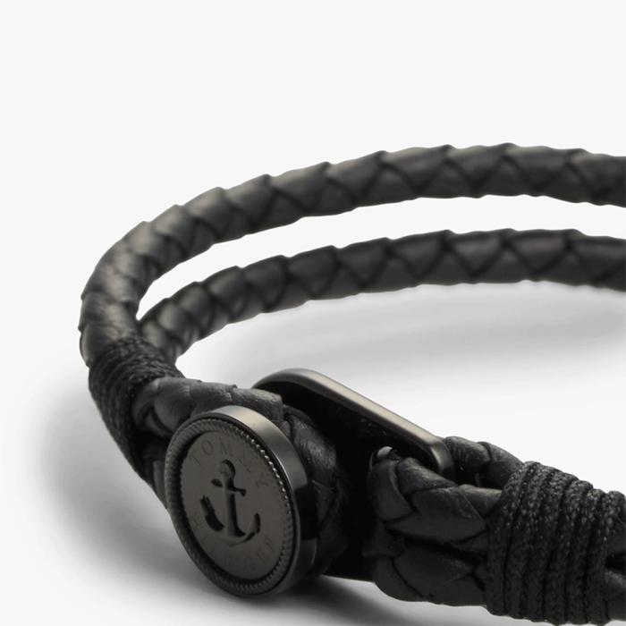 Βραχιόλι TOMMY HILFIGER από Aνοξείδωτο Aτσάλι και Μαύρο Δέρμα SKU-85230