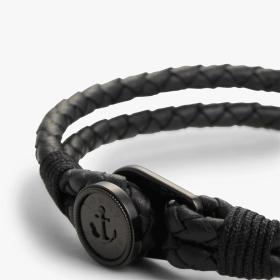 Βραχιόλι TOMMY HILFIGER από Aνοξείδωτο Aτσάλι και Μαύρο Δέρμα SKU-85230