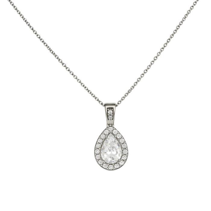 Μενταγιόν Ροζέτα Λευκόχρυσος K9 με Λευκά Ζιργκόν SKU-85162