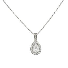 Μενταγιόν Ροζέτα Λευκόχρυσος K9 με Λευκά Ζιργκόν SKU-85162