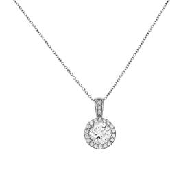 Μενταγιόν Ροζέτα Λευκόχρυσος Κ9 με Λευκά Ζιργκόν SKU-85164