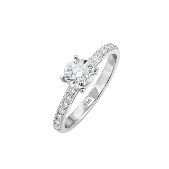 Μονόπετρο με Διαμάντια Λευκόχρυσος K18 SKU-85557