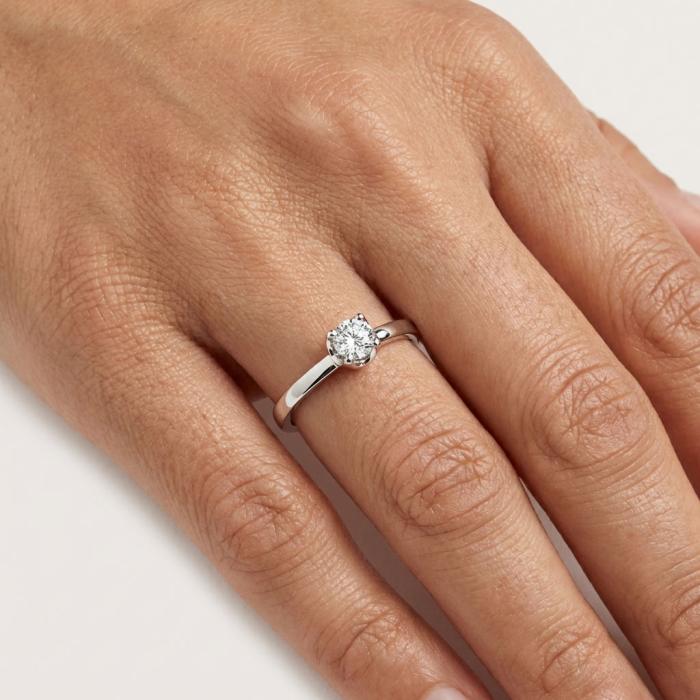 Μονόπετρο με Διαμάντια σε Λευκόχρυσο K18 SKU-85413