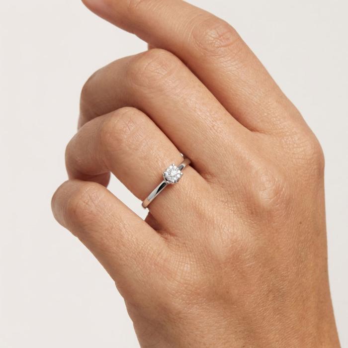 Μονόπετρο με Διαμάντια από Λευκόχρυσο K18 SKU-85416