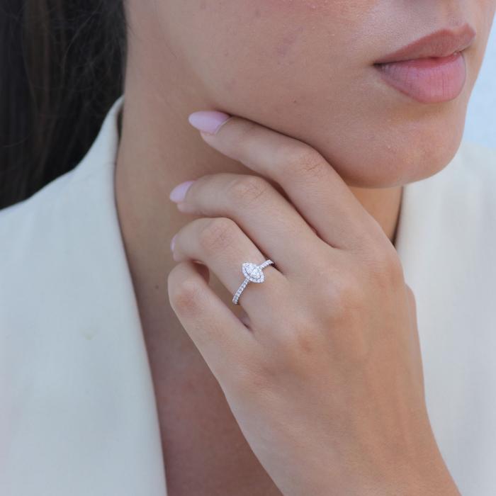 Μονόπετρο Δαχτυλίδι σε Λευκόχρυσο Κ14 SKU-85499