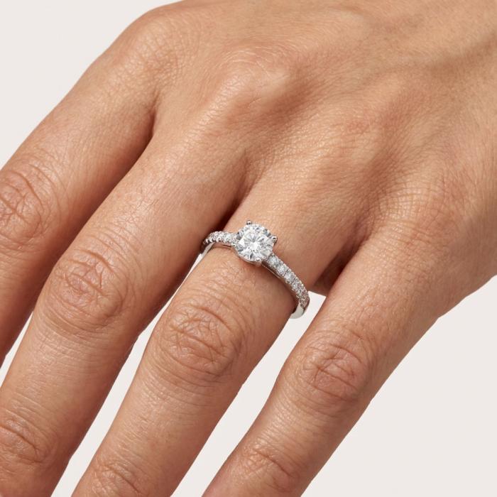 Μονόπετρο με Διαμάντια Λευκόχρυσος K18 SKU-85557