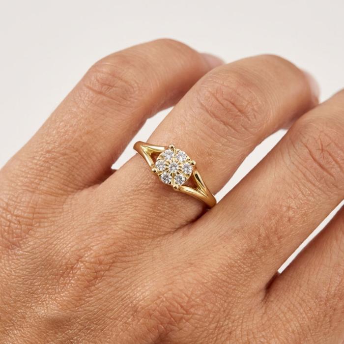 Μονόπετρο με Διαμάντια σε Κίτρινο Χρυσό K18 SKU-85593