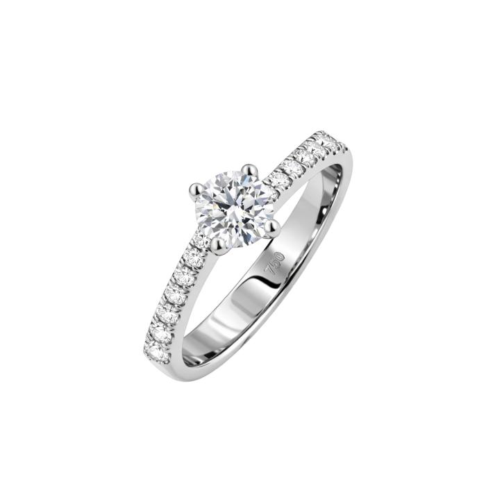 Μονόπετρο Δαχτυλίδι με Διαμάντια Λευκόχρυσος K18 SKU-85900