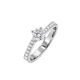 Μονόπετρο Δαχτυλίδι με Διαμάντια Λευκόχρυσος K18 SKU-85900