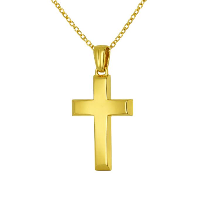 Σταυρός Διπλής Όψεως Ασήμι 925° Επίχρυσος