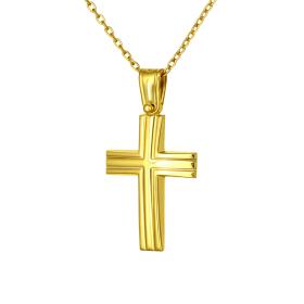 Σταυρός Διπλής Όψεως από Ασήμι 925°  Επίχρυσο SKU-85698